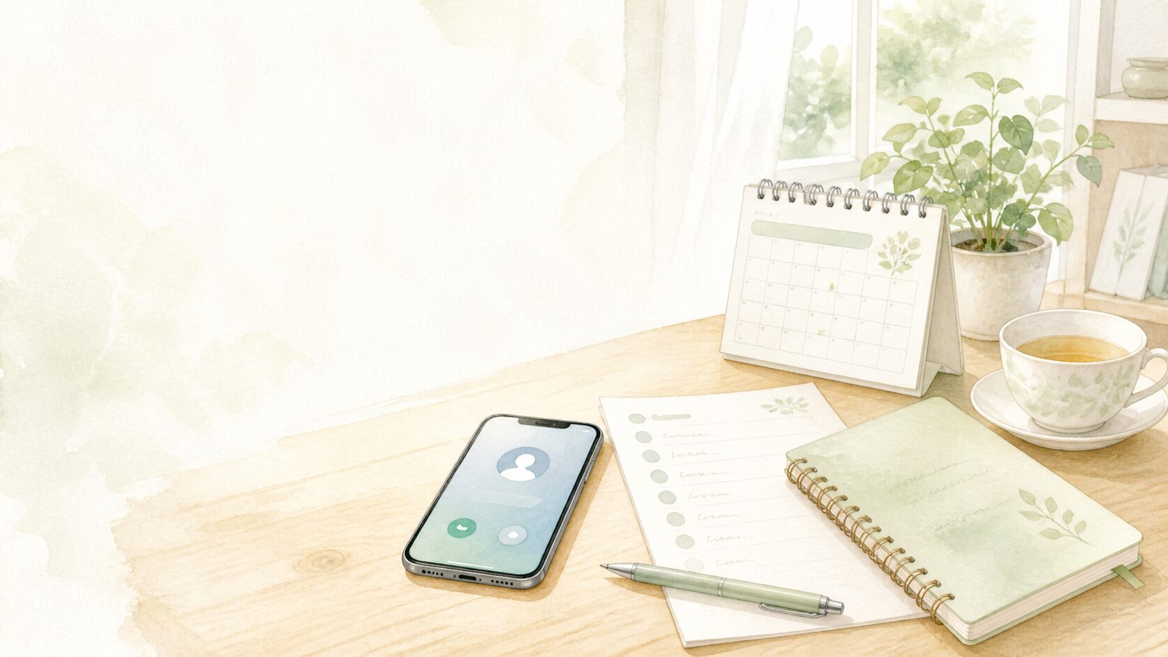 スマホとノートを使って親の連絡状況を整理するイメージ