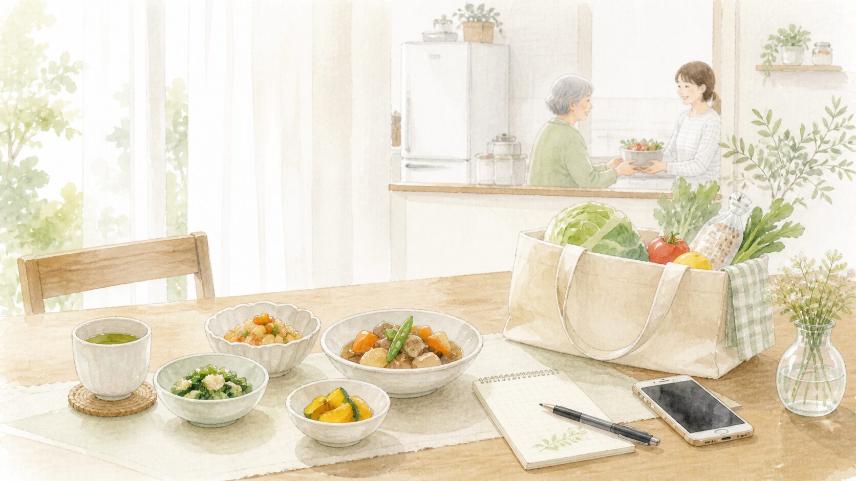 かかりつけ医や薬局へ相談する前に体調や薬を整理するイメージ
