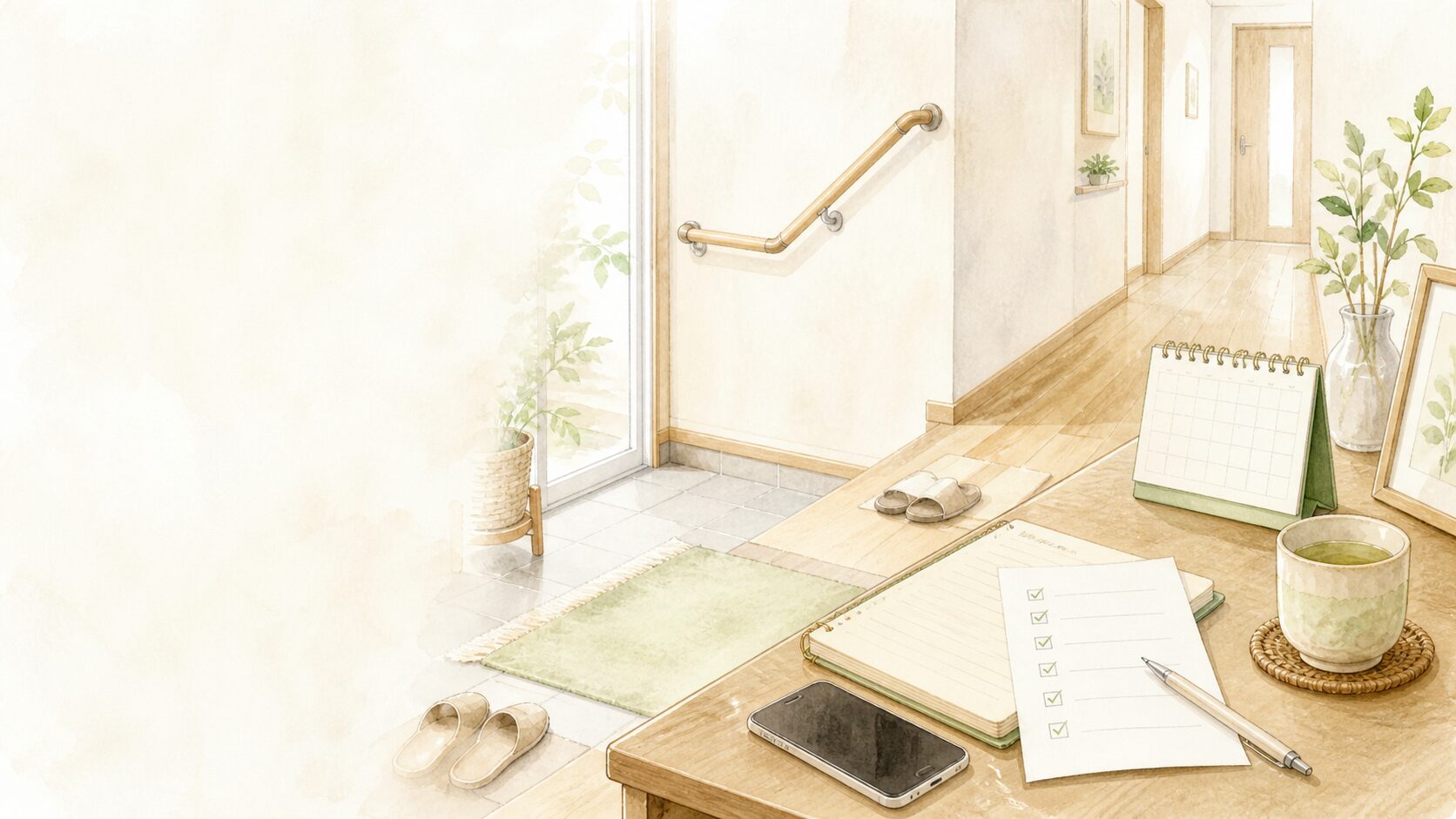 親の転倒が心配なときに家の中の安全確認を整理するイメージ